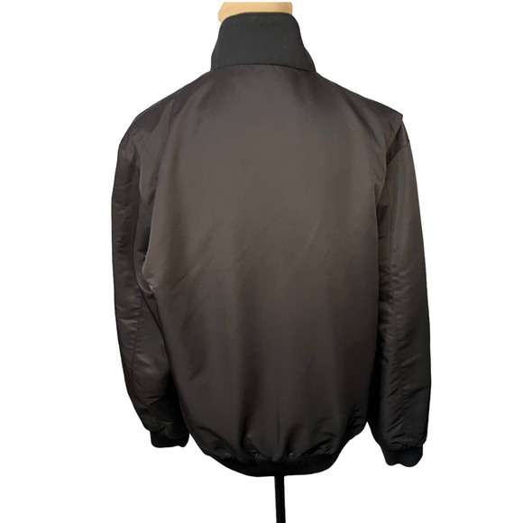 K-Swiss Black Satin Full Zip Bomber Jacket Size L - Picture 3 of 8